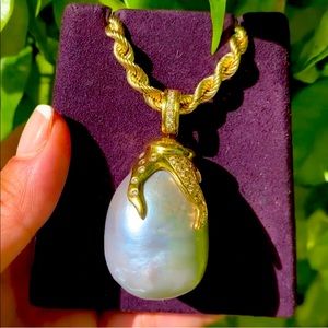 18k Pearl Diamond Necklace! A Beauty!